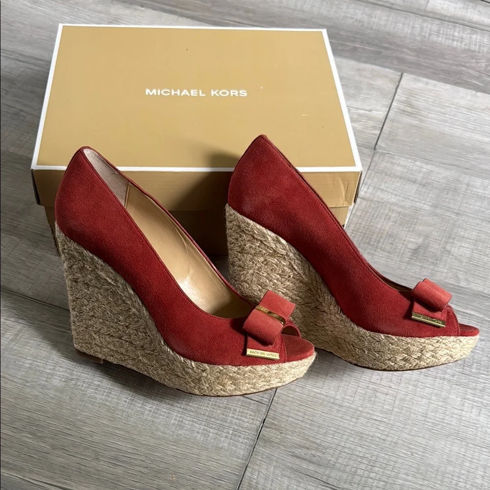 Michael Kors Cinnamon Wedge Peep Toe Shoes - Picture 2 of 12